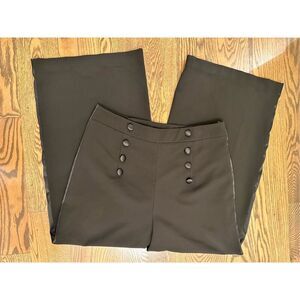 7th Avenue New York & Company Black Wide Leg Tuxedo Pants Size 14